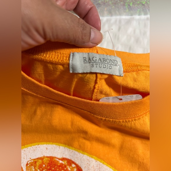 Free People&Ragabond Harvest Vintage Wash Tee. Color Juicy Orange - Picture 7 of 9